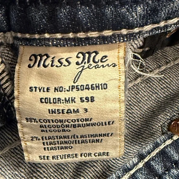 Miss Me Blue Jean Shorts with Rhinestones on Flap Pockets - Picture 4 of 4